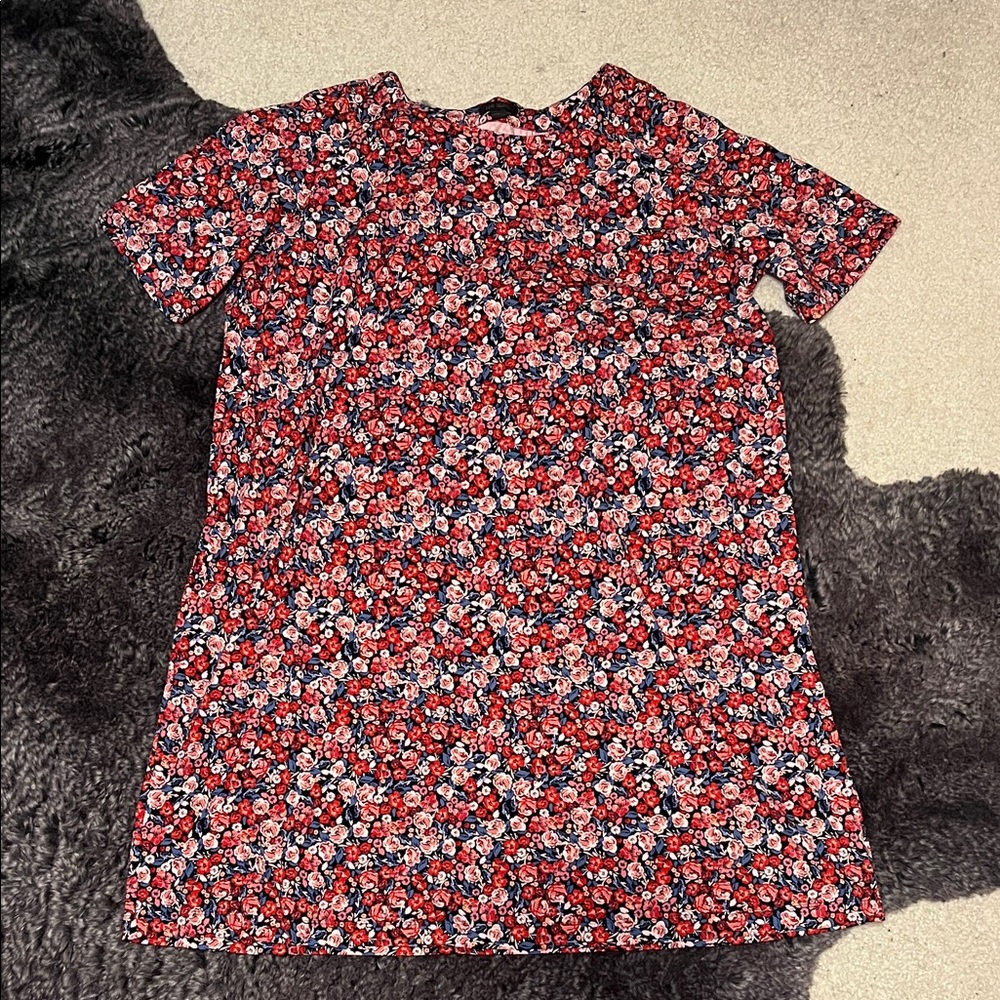 Floral Red and Blue Dress
